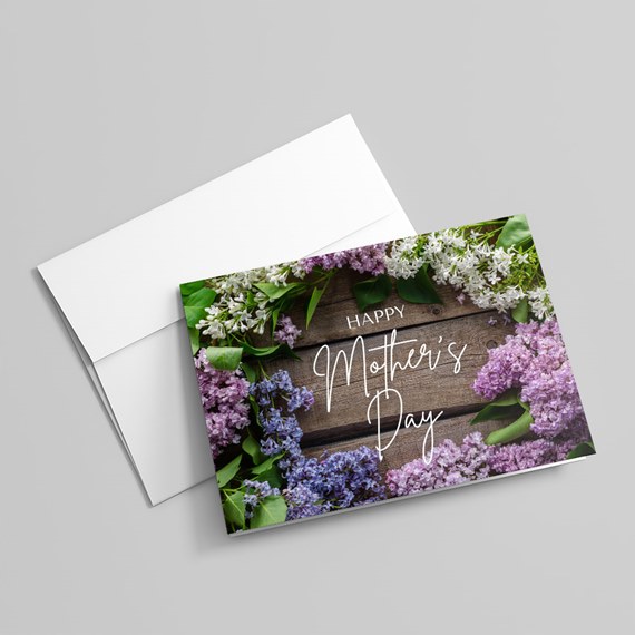 floral greeting card with text and photo placeholder