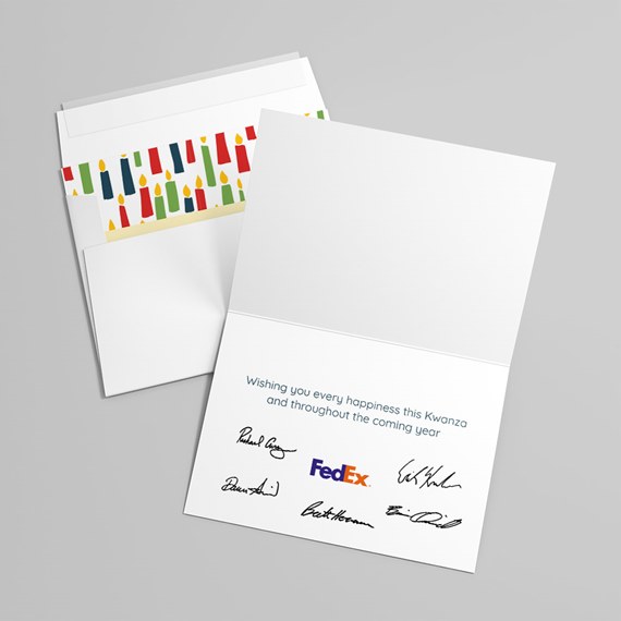 greeting card with candle design and customizable text area