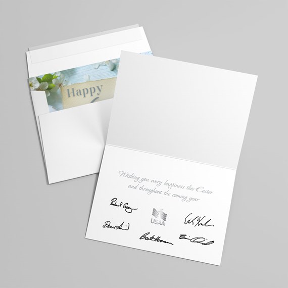 greeting card with floral design and customizable text area