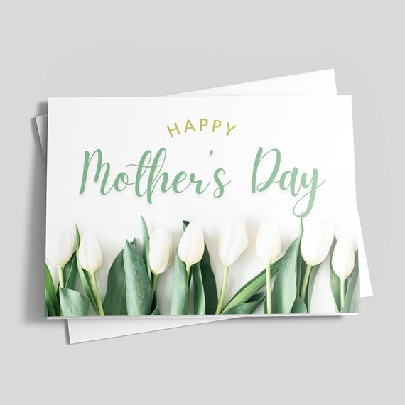 greeting card with tulips and text