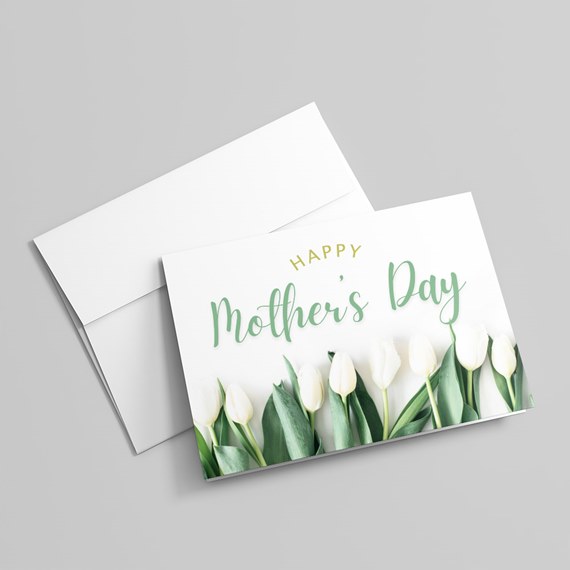 greeting card with tulips and customizable text area