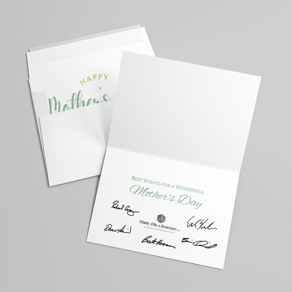 greeting card with customizable text area and printed signatures