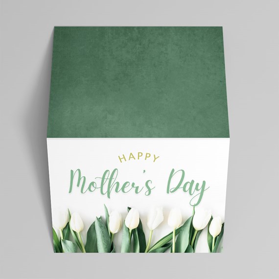 greeting card with tulips and text