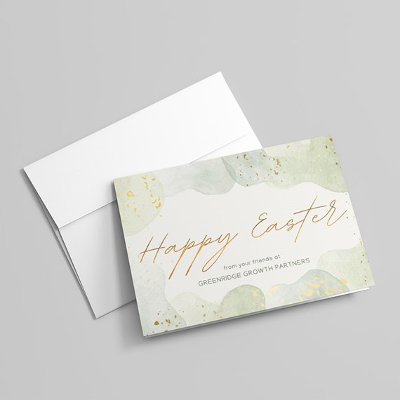 greeting card with watercolor design and customizable text area