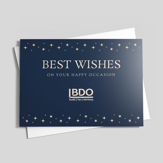 navy blue backside of an anniversary card