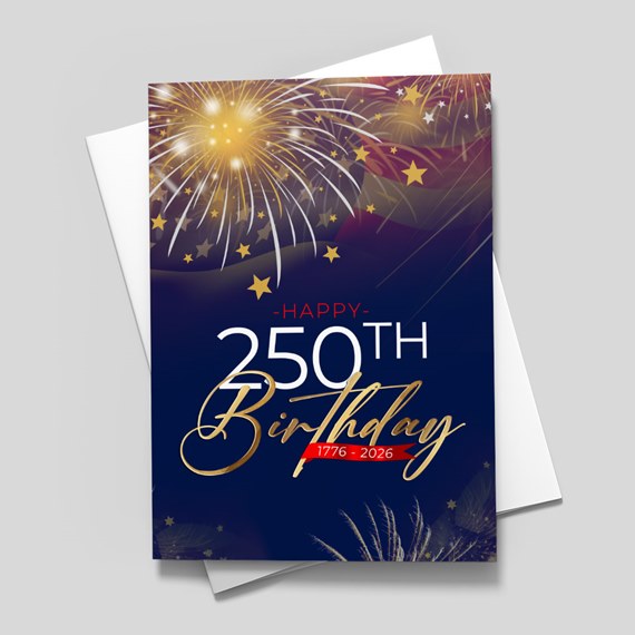 birthday card design with fireworks and stars