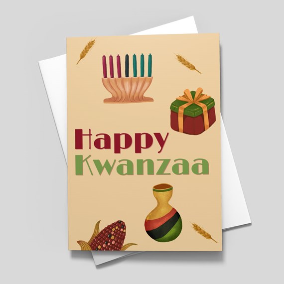 Kwanzaa greeting card with festive designs