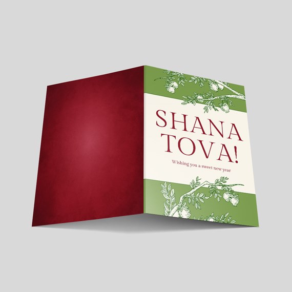 greeting card with botanical design and text