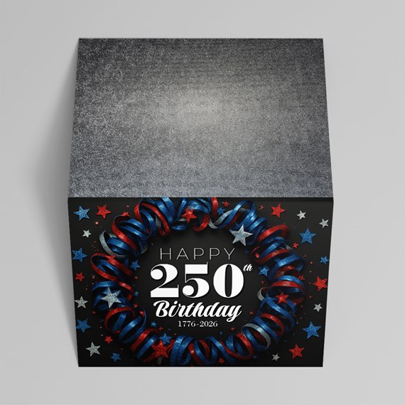 decorative birthday box with ribbon and stars