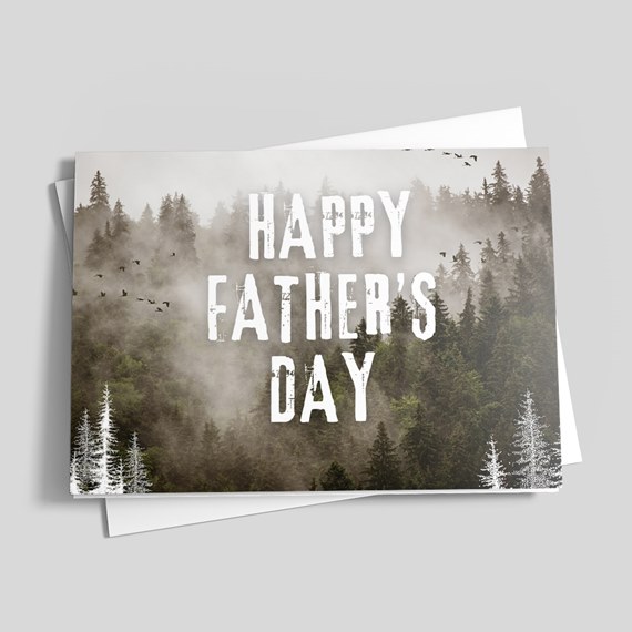 Greeting card with forest design and text placeholder
