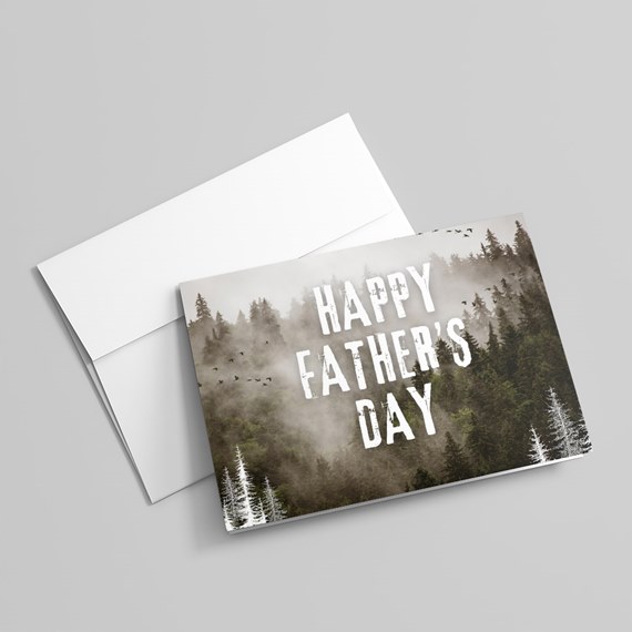 forest greeting card with happy father's day text