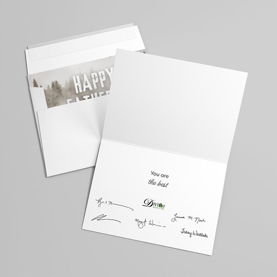 greeting card with tree design and customizable text area
