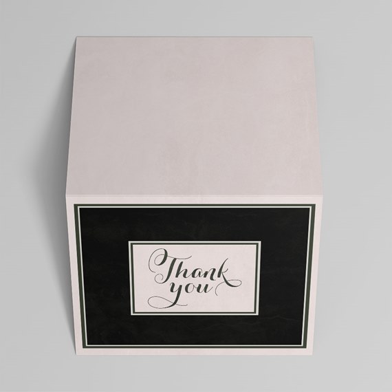 box with thank you message