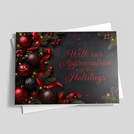 Red Ribbon Ornament Holiday Card