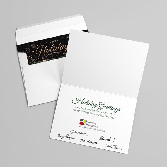 holiday card with photo area and decorative elements