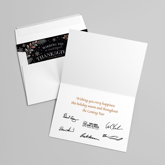 holiday card with floral design and customizable text area