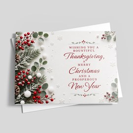 Greenery and Holly Holiday Trio Card