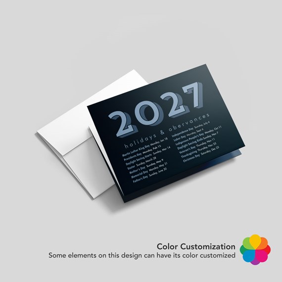 greeting card with holiday observances for 2027