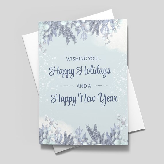 greeting card with holiday wishes and decorative elements