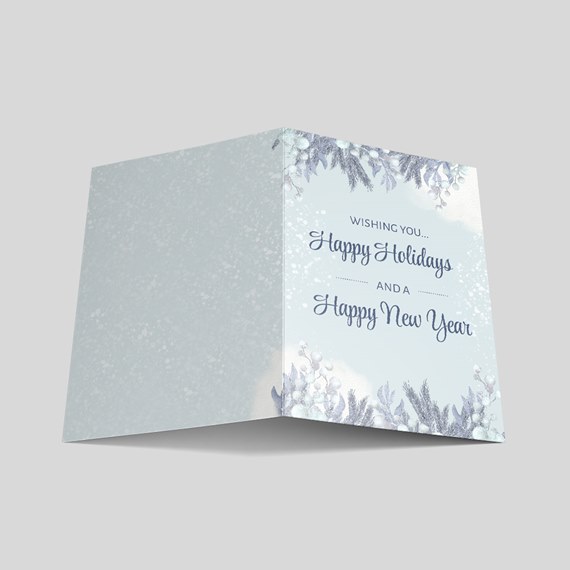 folded card with holiday greeting