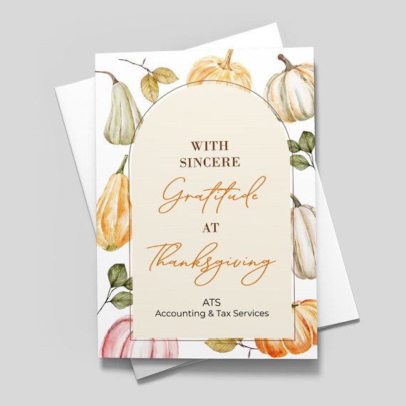greeting card with pumpkins and text area