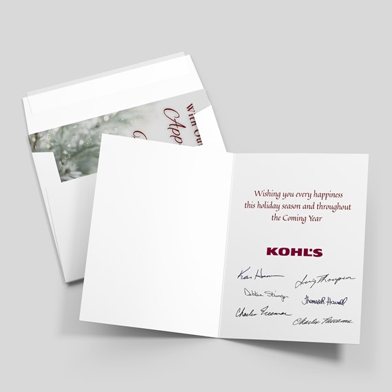 folded card with decorative panel and printed text