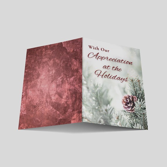 folded card with holiday theme and text