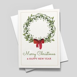 White Berry Wreath Holiday Card