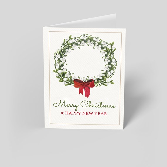 greeting card with wreath and text