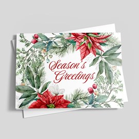 Seasonal Poinsettias Holiday Card