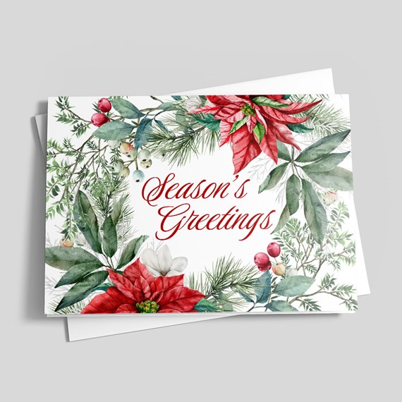 season's greetings card with wreath design