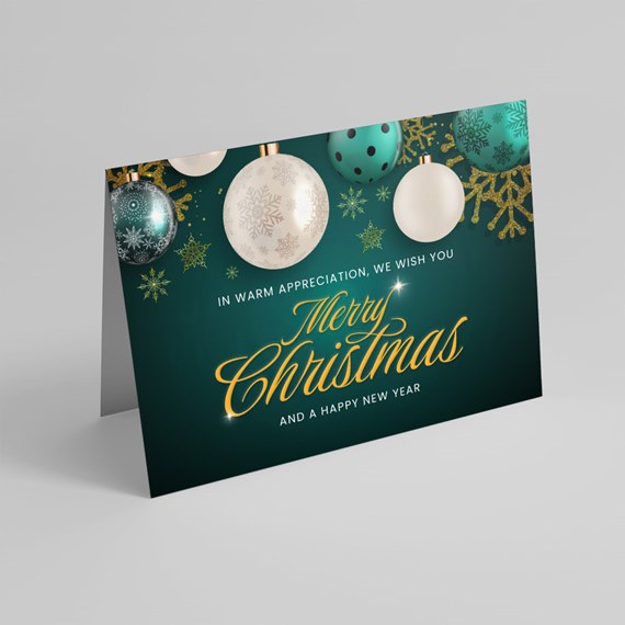 greeting card with ornaments and text