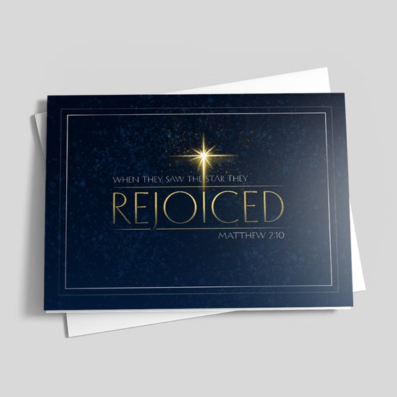 dark blue card with gold text and starburst, customizable text area