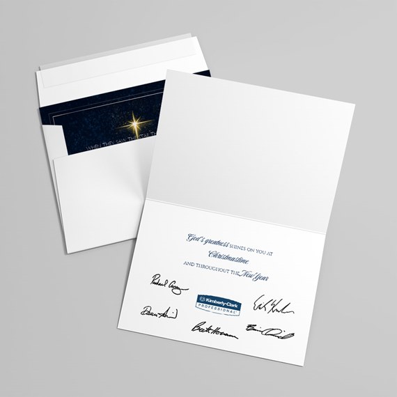 greeting card with starry design and customizable text area