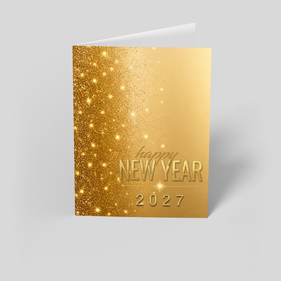 gold card with glitter and text