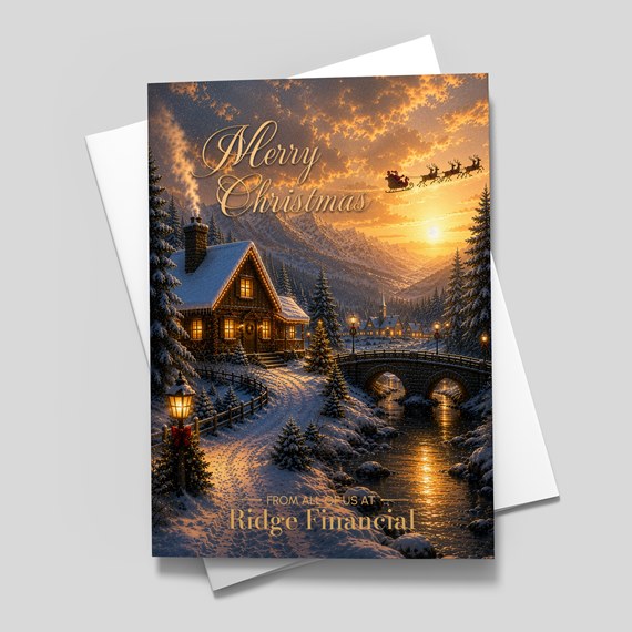 winter scene with house and Santa photo area