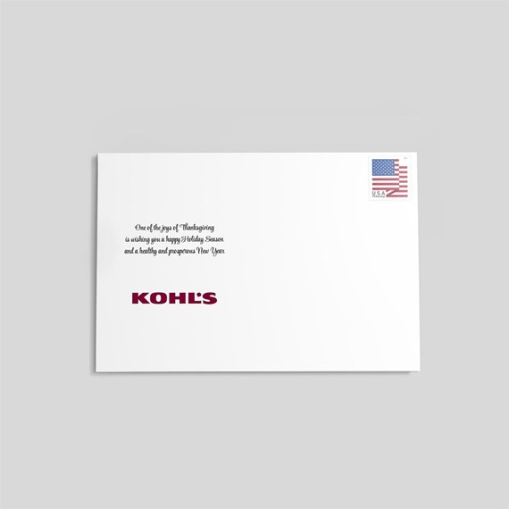 white envelope with printed message and logo placeholder
