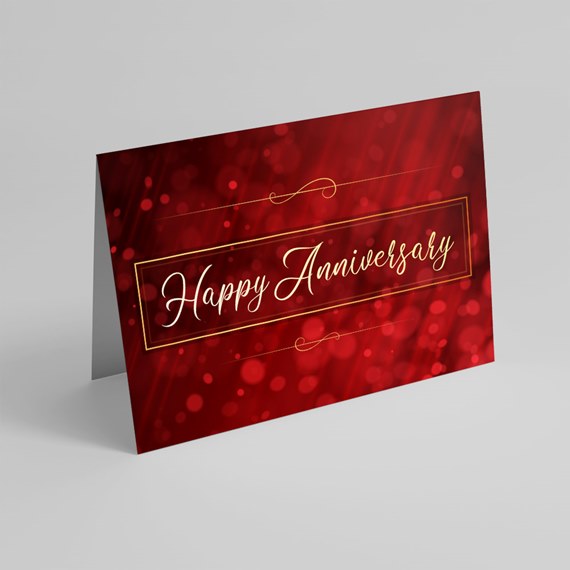 anniversary card with bokeh background and text area