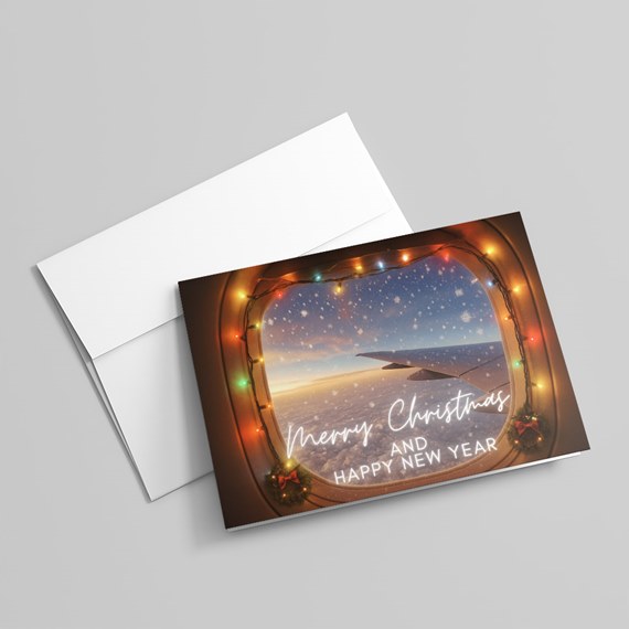 greeting card with photo placeholder and festive text