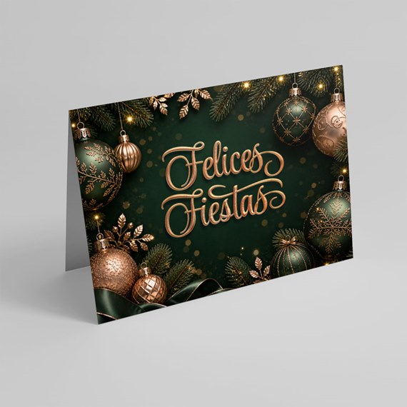 holiday card design with ornaments and text placeholder