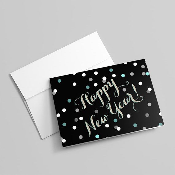 colorful greeting card with polka dots and text