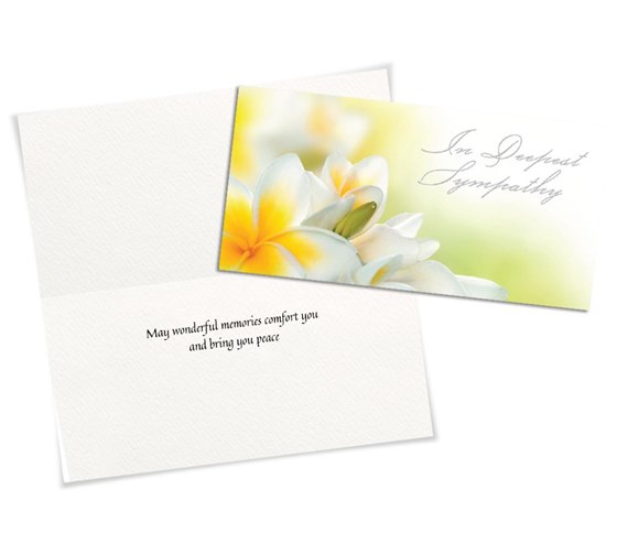 sympathy card with floral design and text