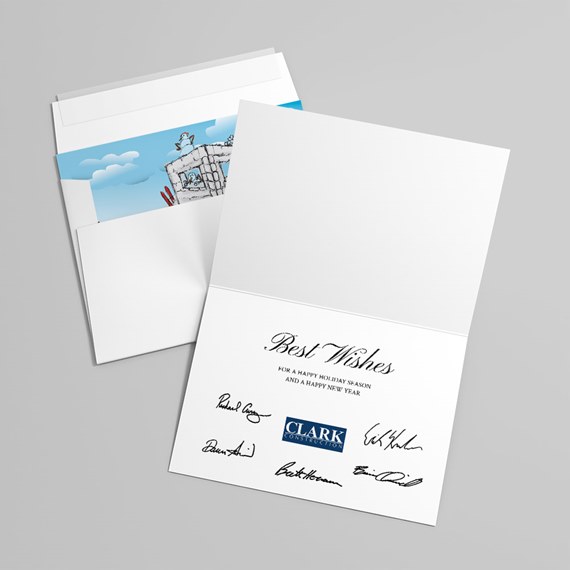 greeting card with logo placeholder and customizable text area