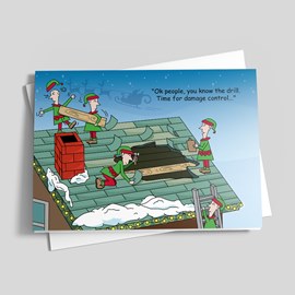 Santa's Roof Repair Roofing Card