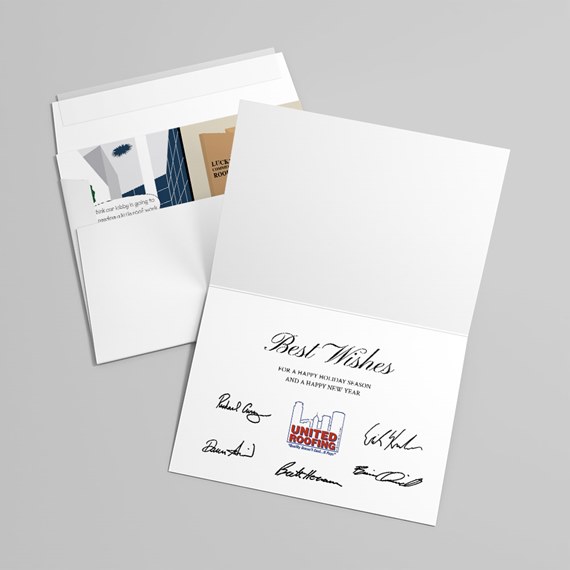 greeting card with customizable text area and logo placeholder