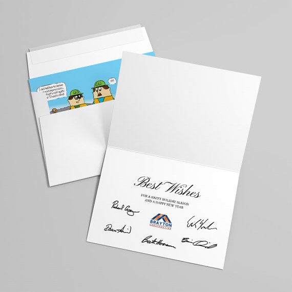 greeting card with cartoon characters and text