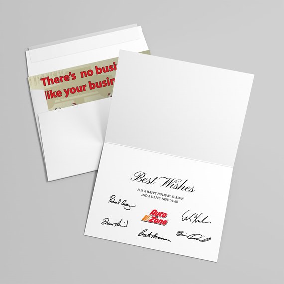 greeting card with customizable text area and signatures
