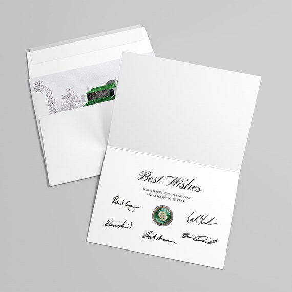 greeting card with best wishes text and photo placeholder