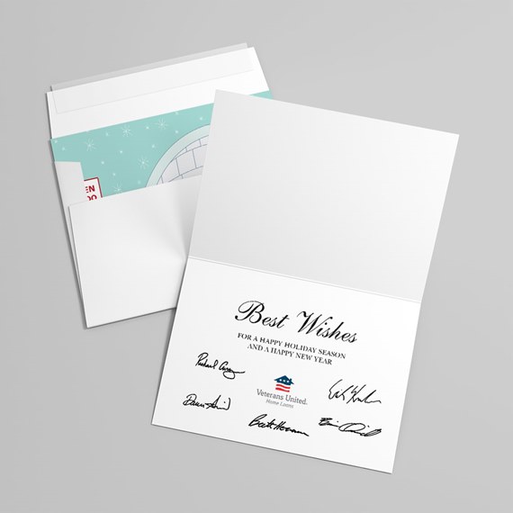 holiday card with customizable text area and photo placeholder