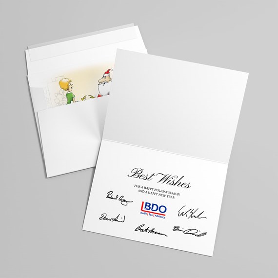 folded greeting card with illustration and printed text
